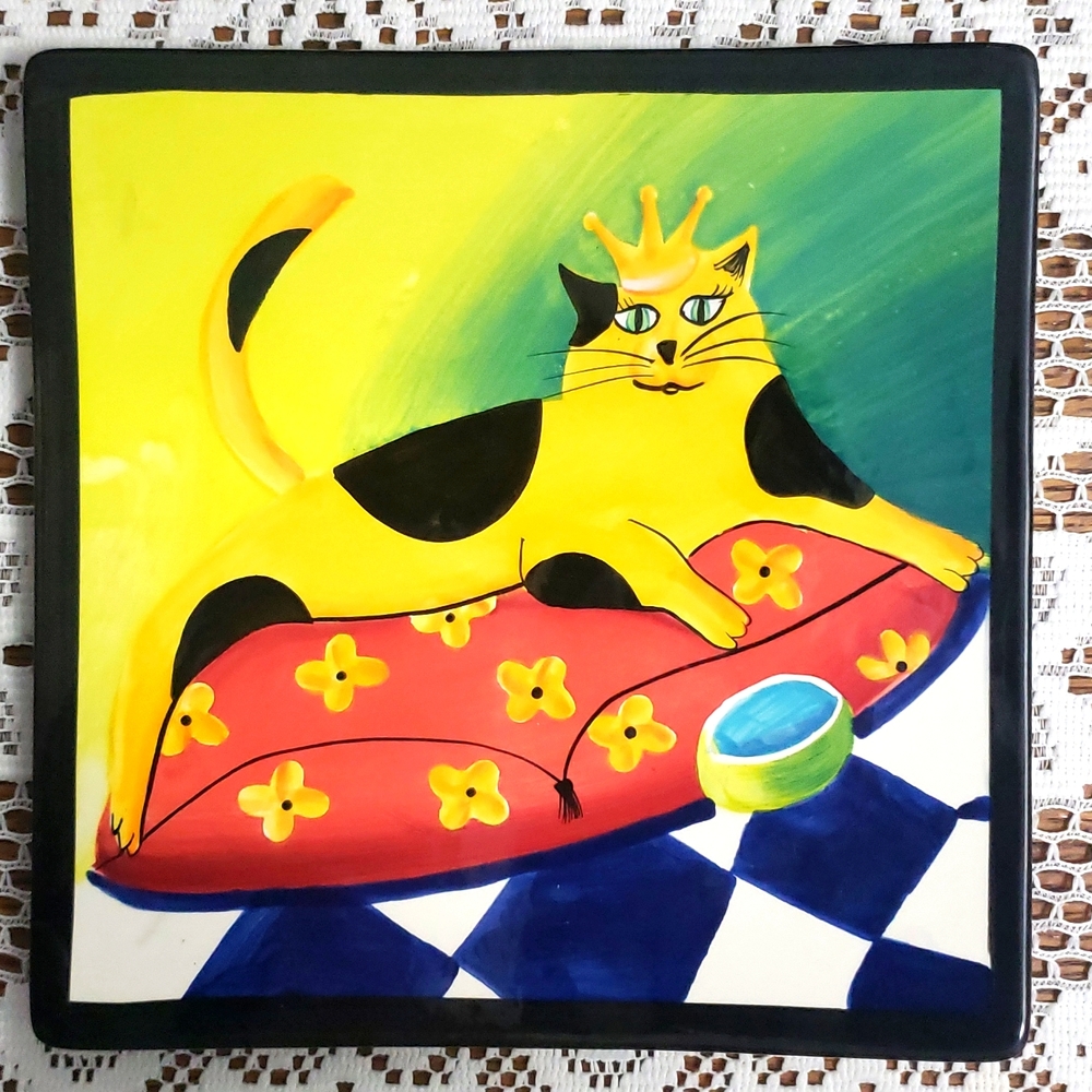 2005 Naylor Designs Ceramic Cat Design Decorative Wall Plate